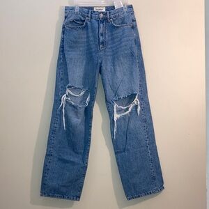 Pull&Bear Men's Relaxed Blue Ripped Jeans